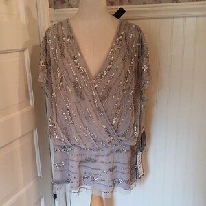 Adrianna Papell Sequin Embellished Blouse in Gray